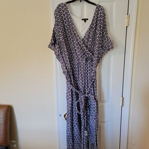 Purple Patterned Wrap Dress